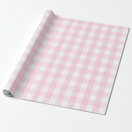 Großes hellrosa und weißes Gingham-Packpapier Geschenkpapier