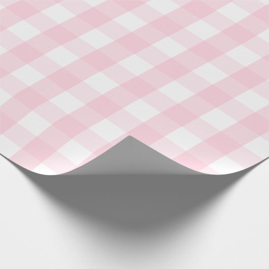 Großes hellrosa und weißes Gingham-Packpapier Geschenkpapier (Ecke)