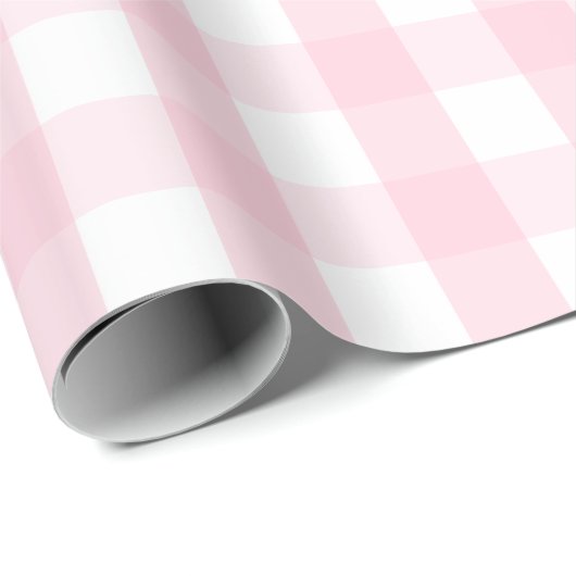 Großes hellrosa und weißes Gingham-Packpapier Geschenkpapier (Rolleneckpunkt)