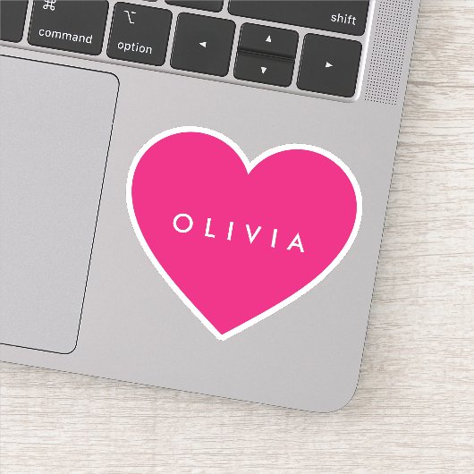 Großes Herz mit Namenskonturaufkleber Aufkleber (Detail)