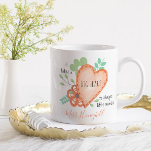 Großes Herz Zitat Doodle Orange Personalisiert Kaffeetasse