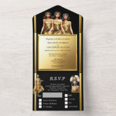 Großes Hochzeitsheim, rauschendes 20er Flapper-Mäd All In One Einladung (Innen Boden)