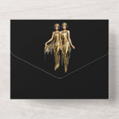 Großes Hochzeitsheim, rauschendes 20er Flapper-Mäd All In One Einladung (Rückseite)