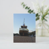 Grosses Holzfischboot Postkarte (Stehend Vorderseite)