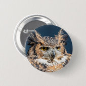 Großes Horned Owl Portrait Button (Vorne & Hinten)