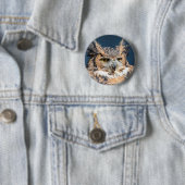 Großes Horned Owl Portrait Button (Beispiel)