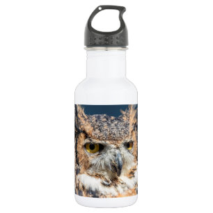Großes Horned Owl Portrait Edelstahlflasche