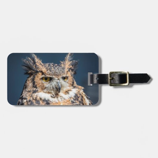 Großes Horned Owl Portrait Gepäckanhänger (Vorderseite horizontal)
