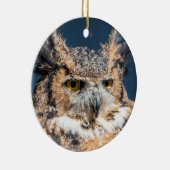 Großes Horned Owl Portrait Keramikornament (Rechts)
