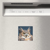 Großes Horned Owl Portrait Magnet (In Situ (Geschirrspüler))