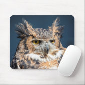Großes Horned Owl Portrait Mousepad (Mit Mouse)