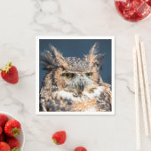 Großes Horned Owl Portrait Serviette (Beispiel)