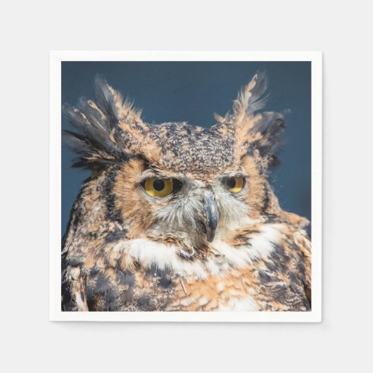 Großes Horned Owl Portrait Serviette (Vorderseite)