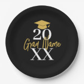 Grosses Jahr - Name und Obergrenze - Schwarzer Abs Pappteller (Vorderseite)