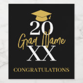 Grosses Jahr - Name und Obergrenze - Schwarzer Abs Weinetikett (Einzelnes Label)