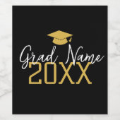 Grosses Jahr - Name und Obergrenze - Schwarzer Abs Weinetikett (Einzelnes Label)