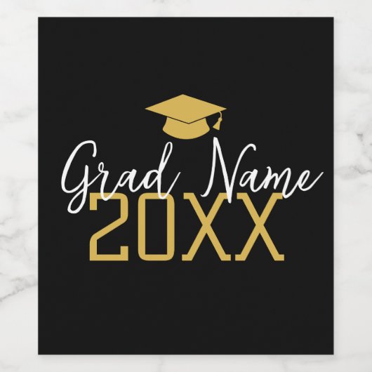 Grosses Jahr - Name und Obergrenze - Schwarzer Abs Weinetikett (Einzelnes Label)