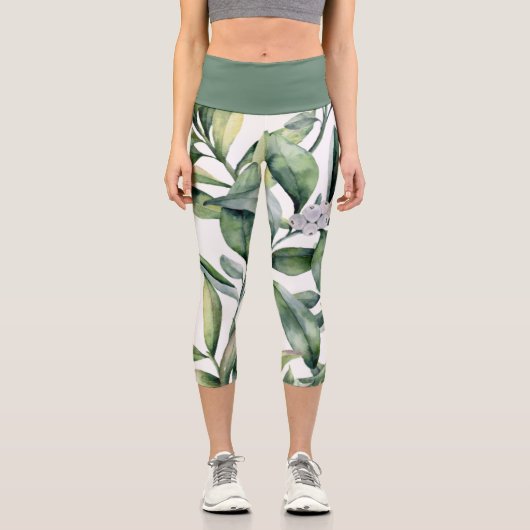 Grosses, kaltes Muster für Wasserfarben Capri Leggings (Vorderseite)
