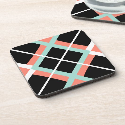 Grosses Kariert Minze Untersetzer Set (Linke Seite)