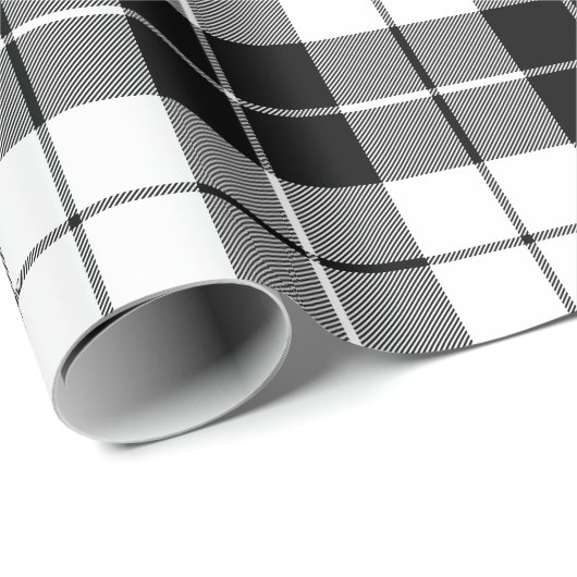 Grosses Kariertes Muster Schwarz-Weiß-Papier Geschenkpapier (Rolleneckpunkt)