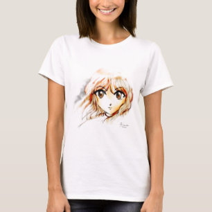Großes kawaii Augen der Manga Anime-Mädchenskizz T-Shirt