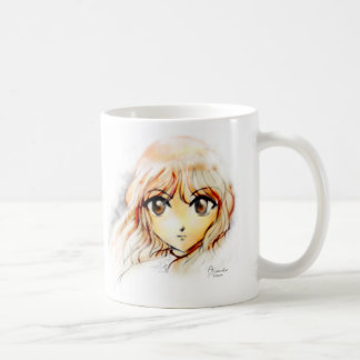 Großes kawaii Augen der Manga Anime-Mädchenskizze Kaffeetasse