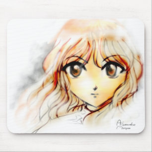 Großes kawaii Augen der Manga Anime-Mädchenskizze Mousepad