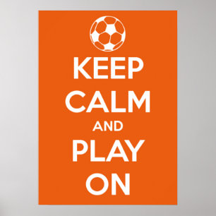 Großes Keep Calm und spiel weiter Orange und Weiß Poster