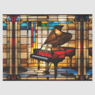 Großes Klavier Faux-Buntglas für Decoupage-Kunstha Seidenpapier