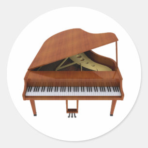 Großes Klavier: Holzfinish: 3D-Modell: Runder Aufkleber