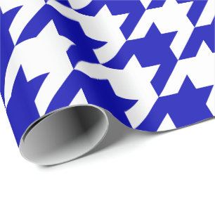 Großes königliches Blau-und Weiß-Hahnentrittmus Geschenkpapier