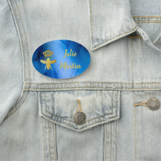 Grosses, kundenspezifisches Button "QUEEN BEE Blue (Beispiel)