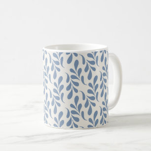 Großes Küstenblau-Botanik-Blattmuster Kaffeetasse