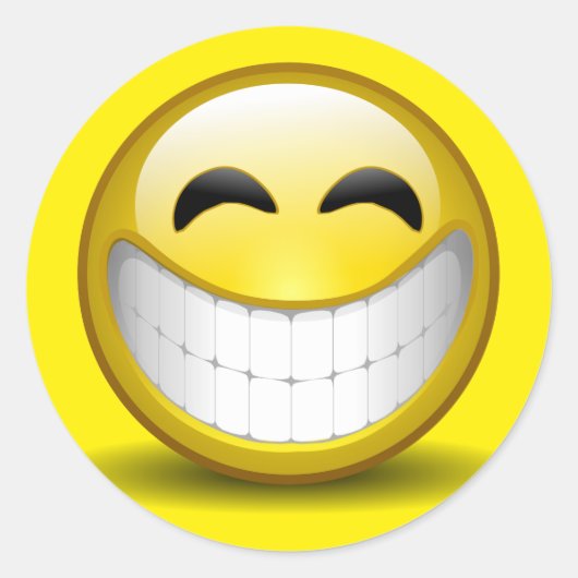 Großes Lächeln Runder Aufkleber (Vorderseite)