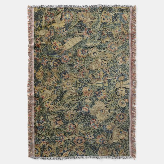 Grosses Leaf Verdure & Animals Renaissance Tapesta Decke (Vorderseite Vertikal)