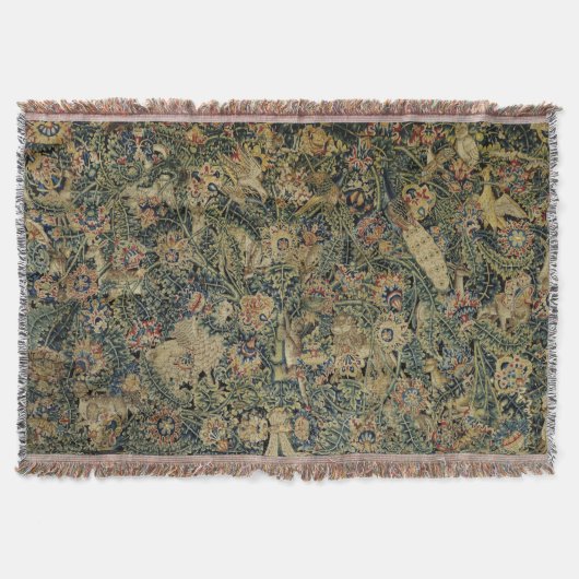 Grosses Leaf Verdure & Animals Renaissance Tapesta Decke (Vorderseite)