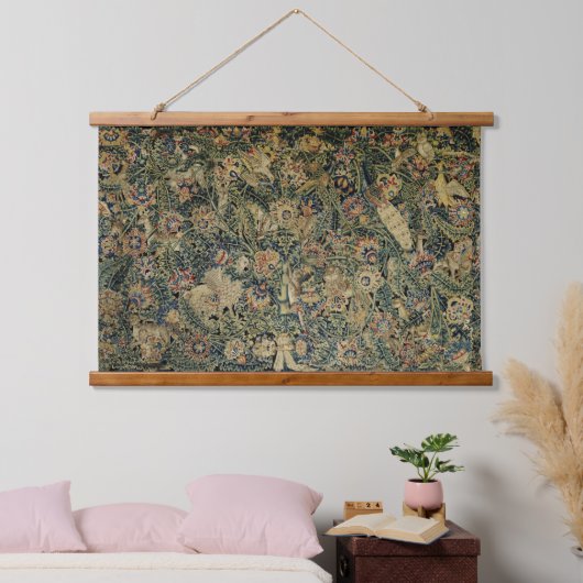 Grosses Leaf Verdure & Animals Renaissance Wandteppich Mit Holzrahmen (Schlafzimmer)