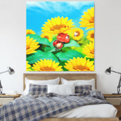 Großes Leinwand drucksvoller Ladybug mit Sonnenblu (Insitu (Schlafzimmer))