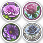 Grosses Lila Pink Blue Rose Sortiment Aufkleber (Vorderseite)