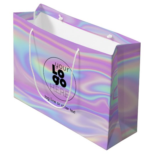 Großes Logo, Iridescent Paper Shopping Bag Große Geschenktüte (Vorderseite Schrägansicht)