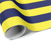 Großes Marine-Blau-und Gelb-Streifen-Packpapier Geschenkpapier (Rolleneckpunkt)