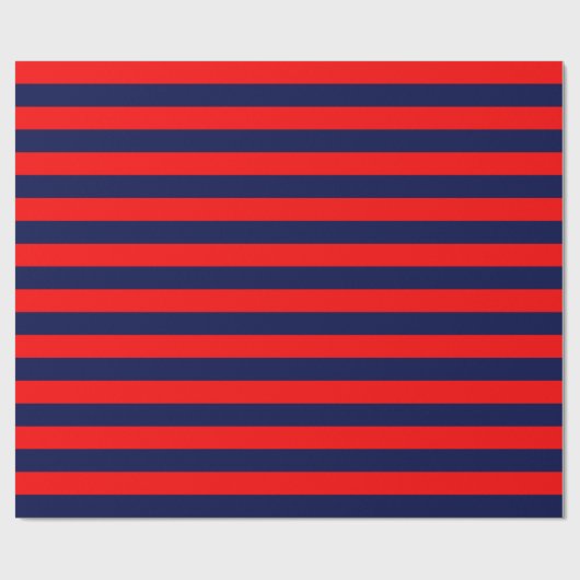 Großes Marine-Blau-und Rot-Streifen-Packpapier Geschenkpapier (Flach)