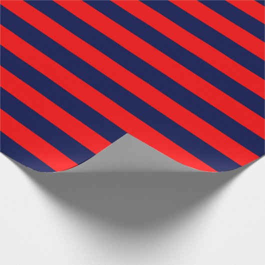Großes Marine-Blau-und Rot-Streifen-Packpapier Geschenkpapier (Ecke)