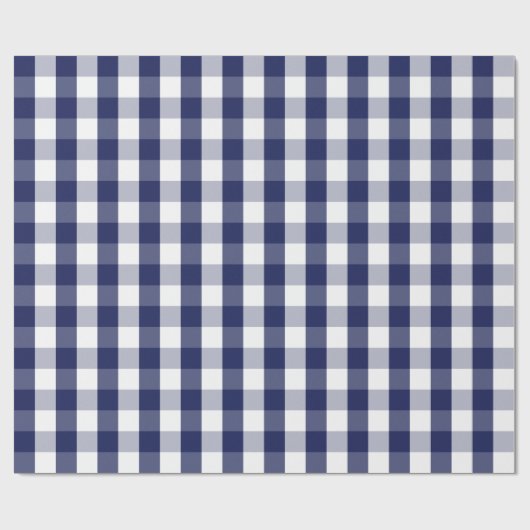 Großes Marine-Blau-und Weiß-Gingham-Packpapier Geschenkpapier (Flach)