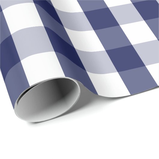 Großes Marine-Blau-und Weiß-Gingham-Packpapier Geschenkpapier (Rolleneckpunkt)