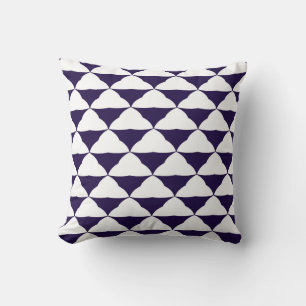 Großes Marineblau- und Weißdreieck-Designkissen Kissen
