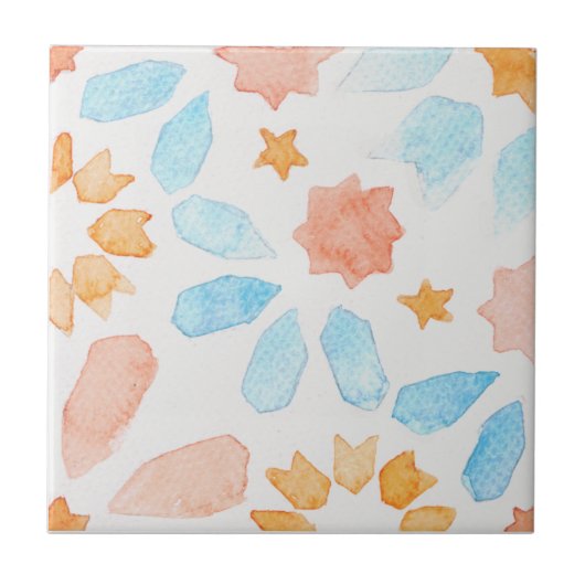 Großes marrokanisches Aquarellblau Fliese (Vorderseite)