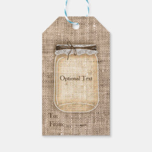 Großes Mason-Glas mit Jute und Spitze Rustikale Ho Geschenkanhänger