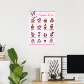Großes Menu Kawaii Bäckerei Poster mit Ihrem Namen (Heimbüro)