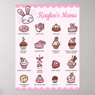 Großes Menu Kawaii Bäckerei Poster mit Ihrem Namen